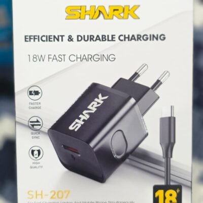 Shark SH-207 QC3.0 Wall Charger Type-C Cable 18W Fast Charging - Black