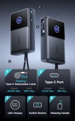 ⁦JOYROOM JR-PR1 22.5W باوربانك بسلك مدمج قابل للسحب 10000mAh أسود⁩ - الصورة ⁦10⁩