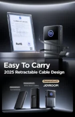 ⁦JOYROOM JR-PR1 22.5W باوربانك بسلك مدمج قابل للسحب 10000mAh أسود⁩ - الصورة ⁦6⁩