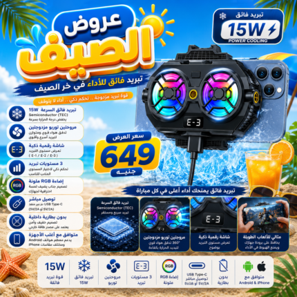 مبرد الموبايل RS17 المزدوج للألعاب | تبريد فائق بمروحتين وشاشة رقمية